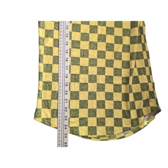 LuLaRoe Tee Randy Raglan tee 3/4 sleeve checkerboard pattern XXS Yellow Dark Gra - Picture 3 of 7